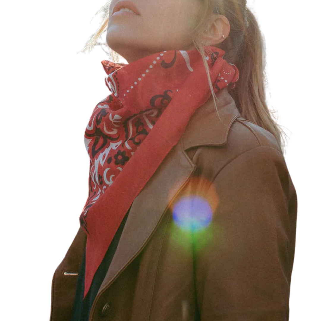 Cotton Bandana Scarf in Rouge