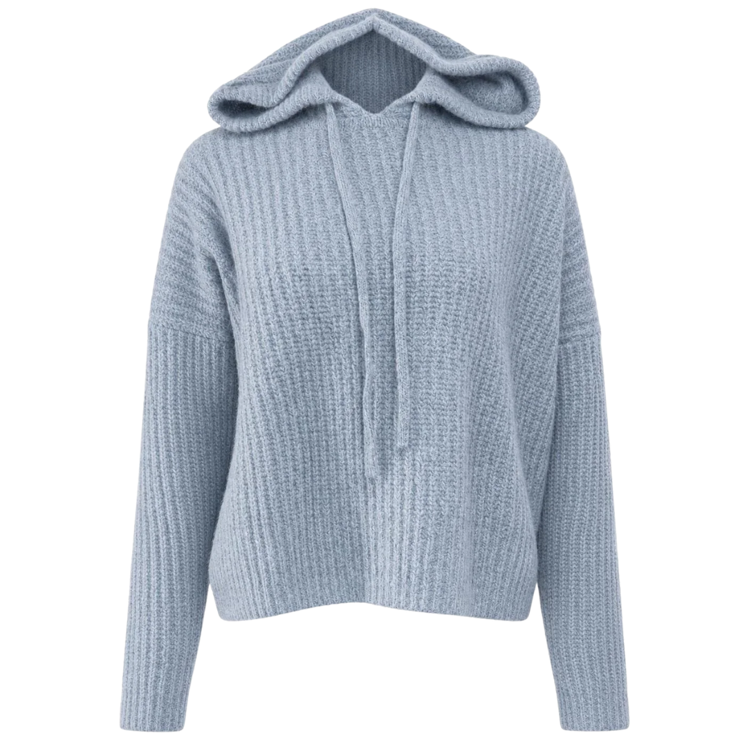 Cashmere Shaker Hoodie in Denim