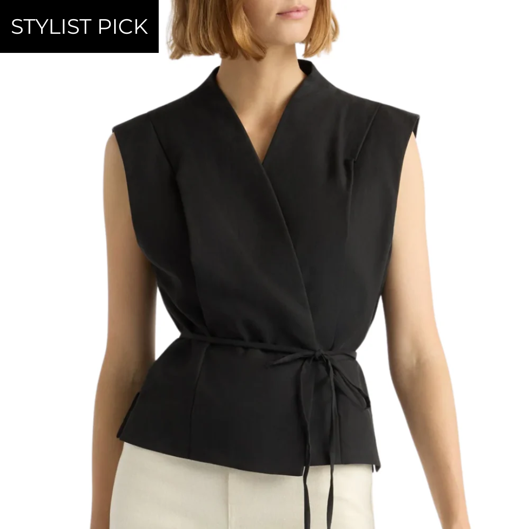 Leandra Tie-Wrap Vest in Black