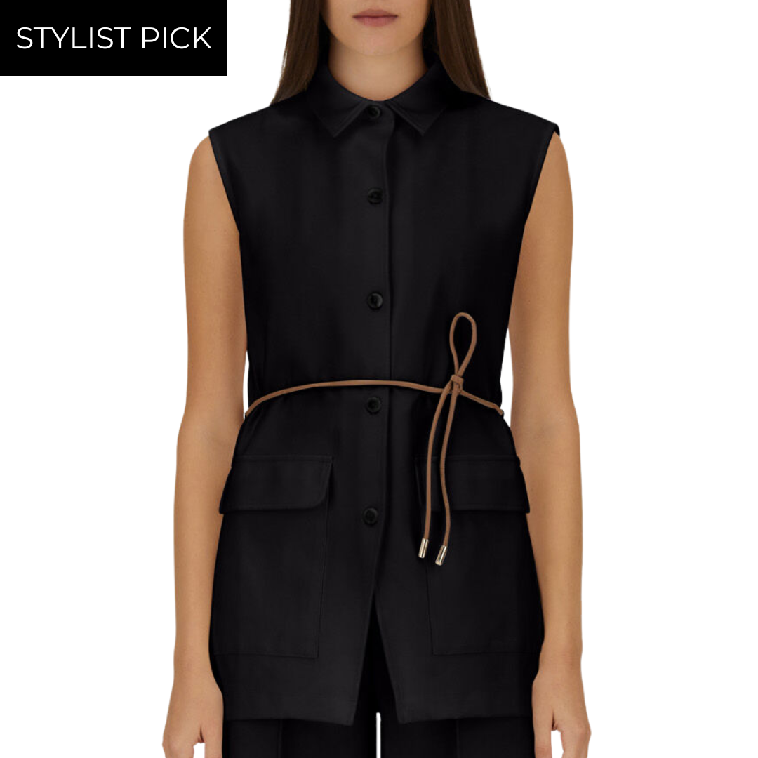 Vest In Dense Rome Stitch Jersey in Black