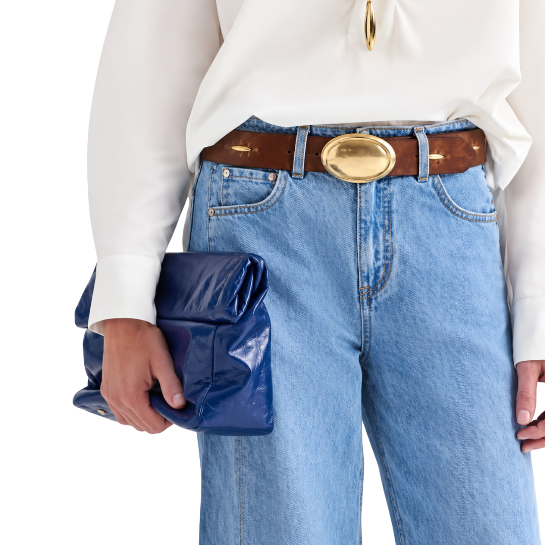Roll Top Grocer Bag in True Blue