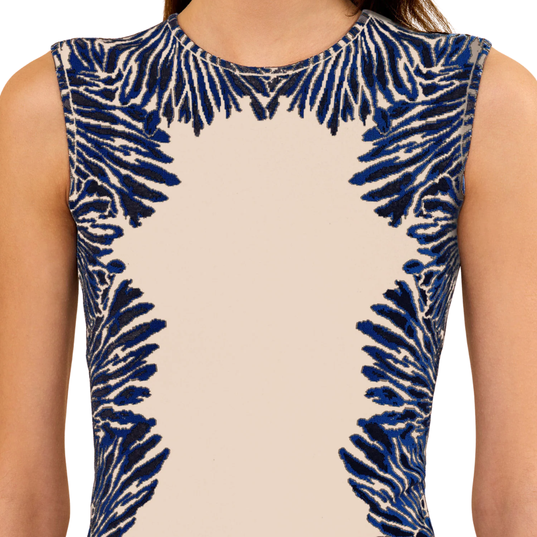 Aylin Sleeveless Knit Jacquard Top in Ocean