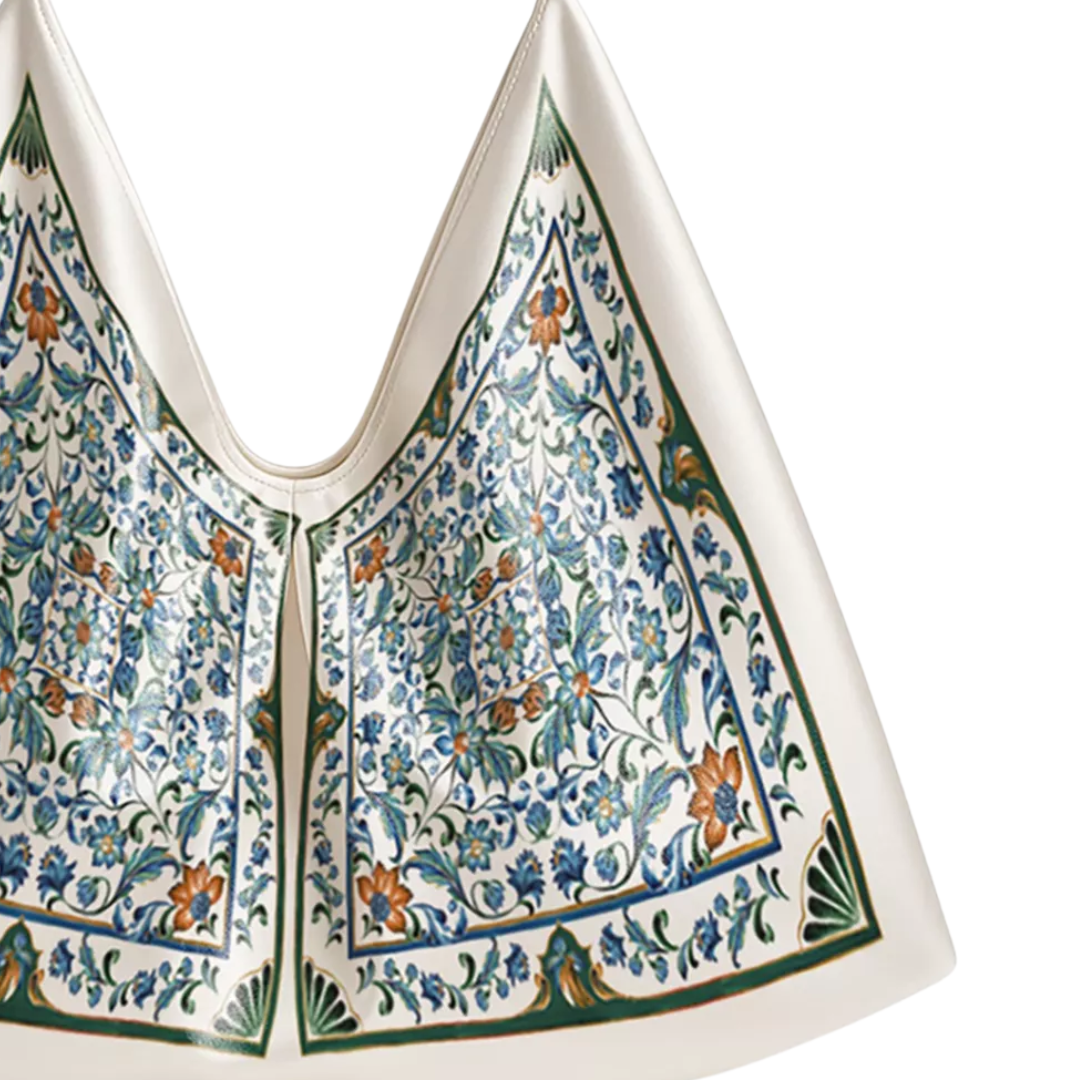 Satin Scarf Medium Bag in Flora Tile