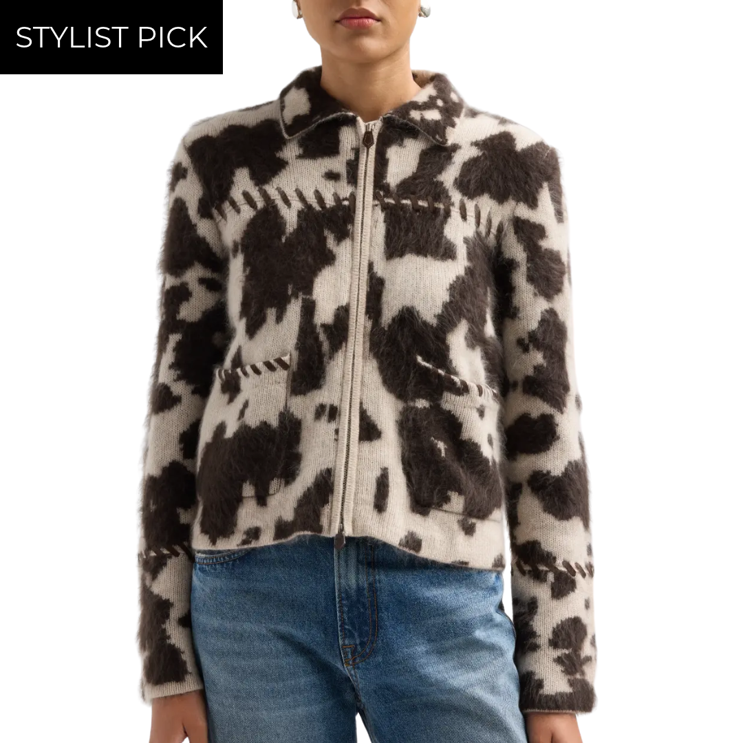Grizzly Cowhide Jacket in Oatmeal/Burnt Cocoa