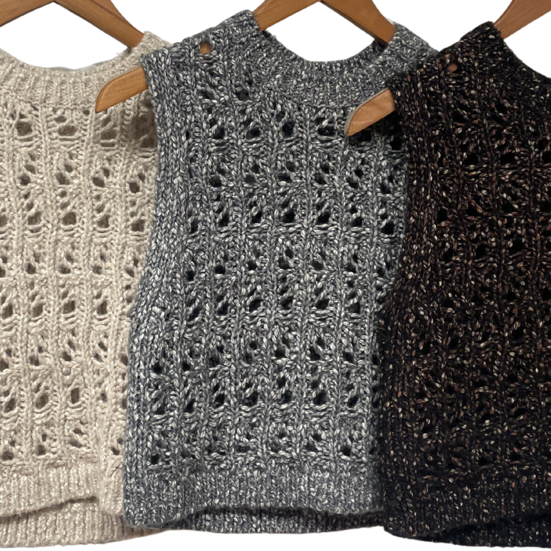 Boxy Stitchery Vest in Gravel