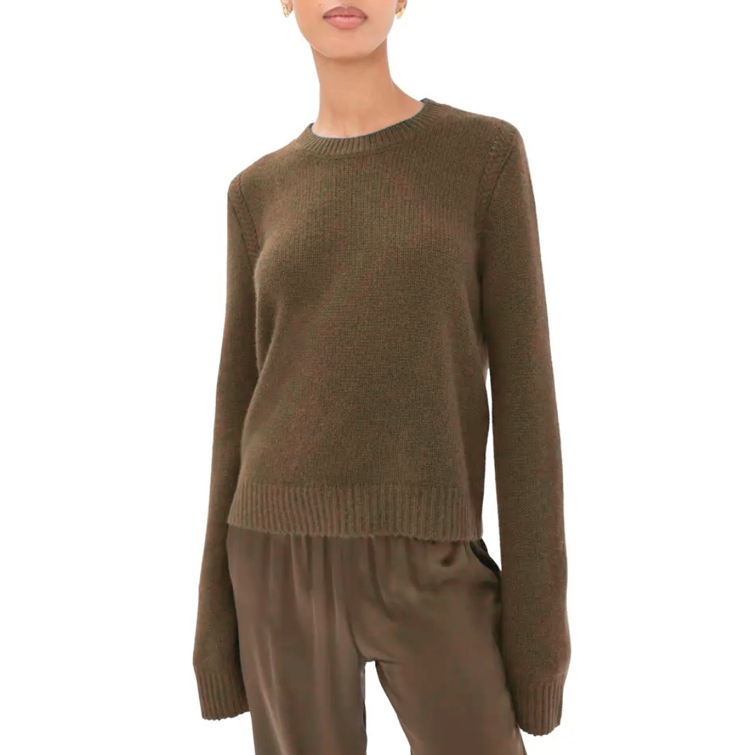 Noa Shrunken Crewneck Sweater in Swiss Brown