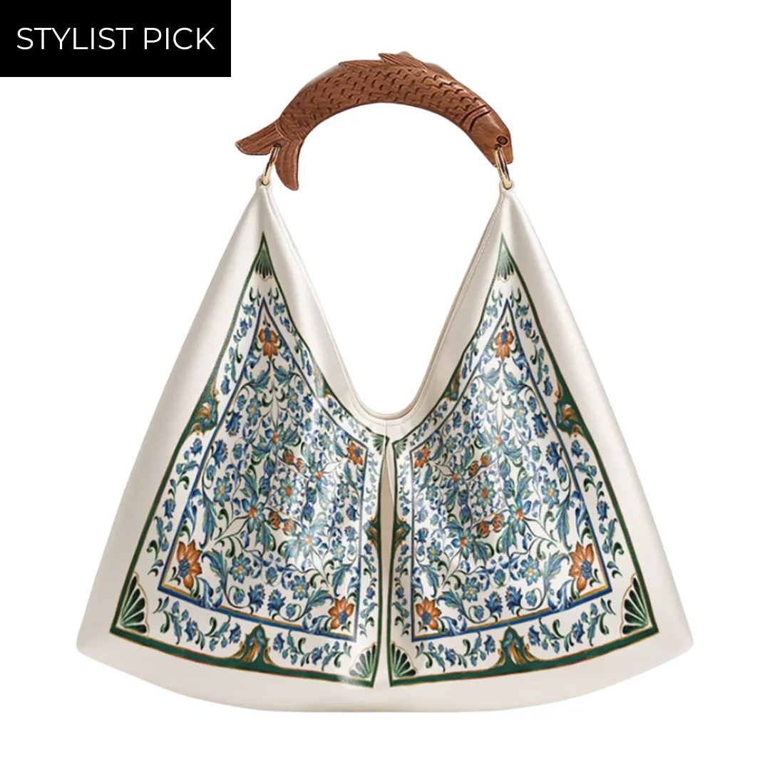 Satin Scarf Medium Bag in Flora Tile