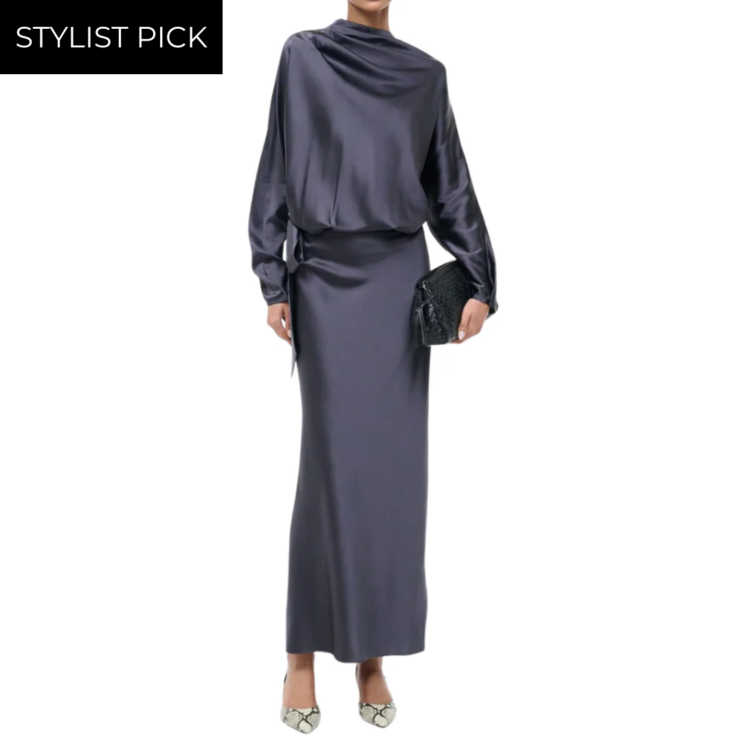 Phoebe Silk Dress in Nocturne