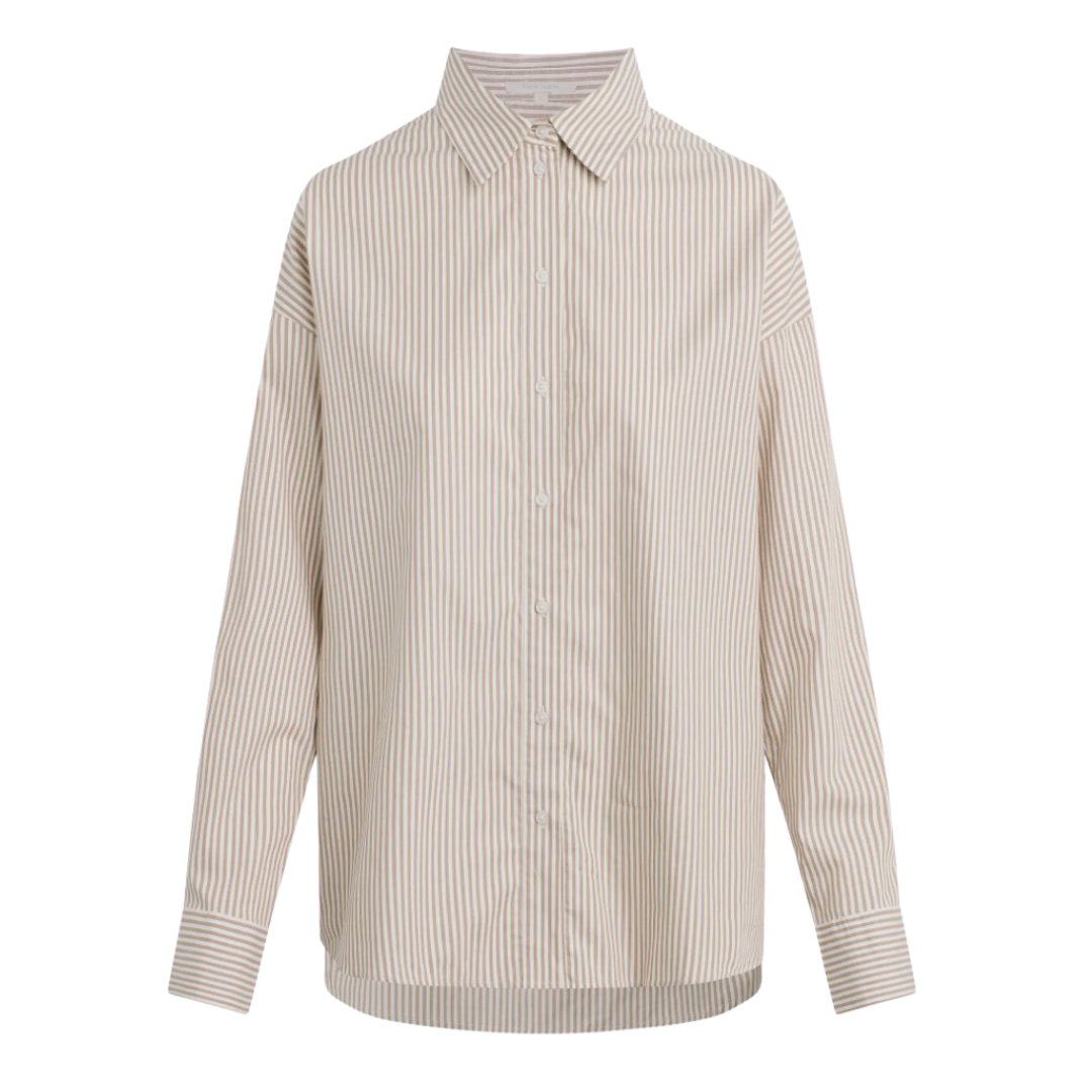 The Ex-Boyfriend Shirt in Soft Taupe Stripe