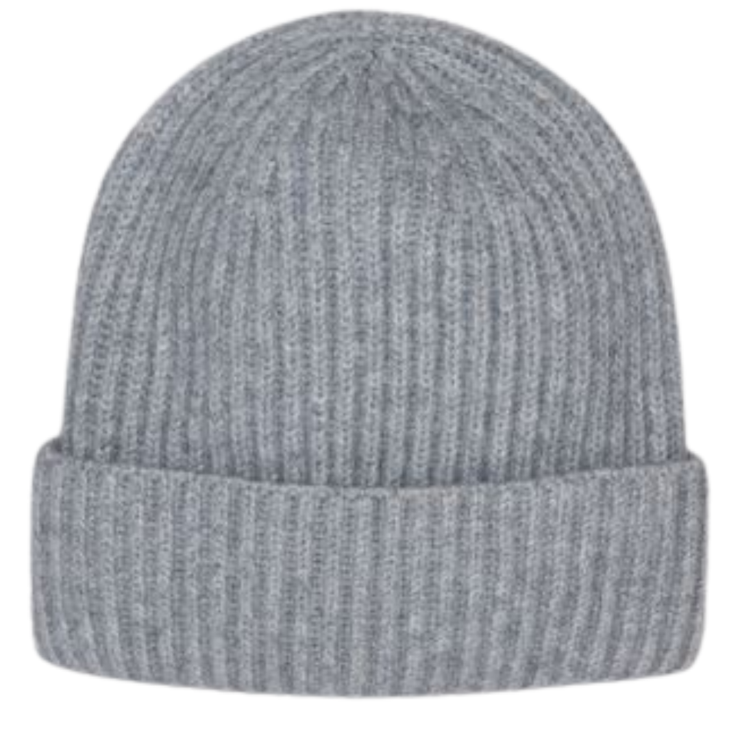 Cashmere Rib Beanie in Light Grey