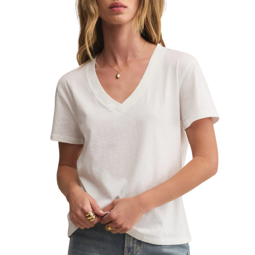 Weekdays V-Neck Tee in White