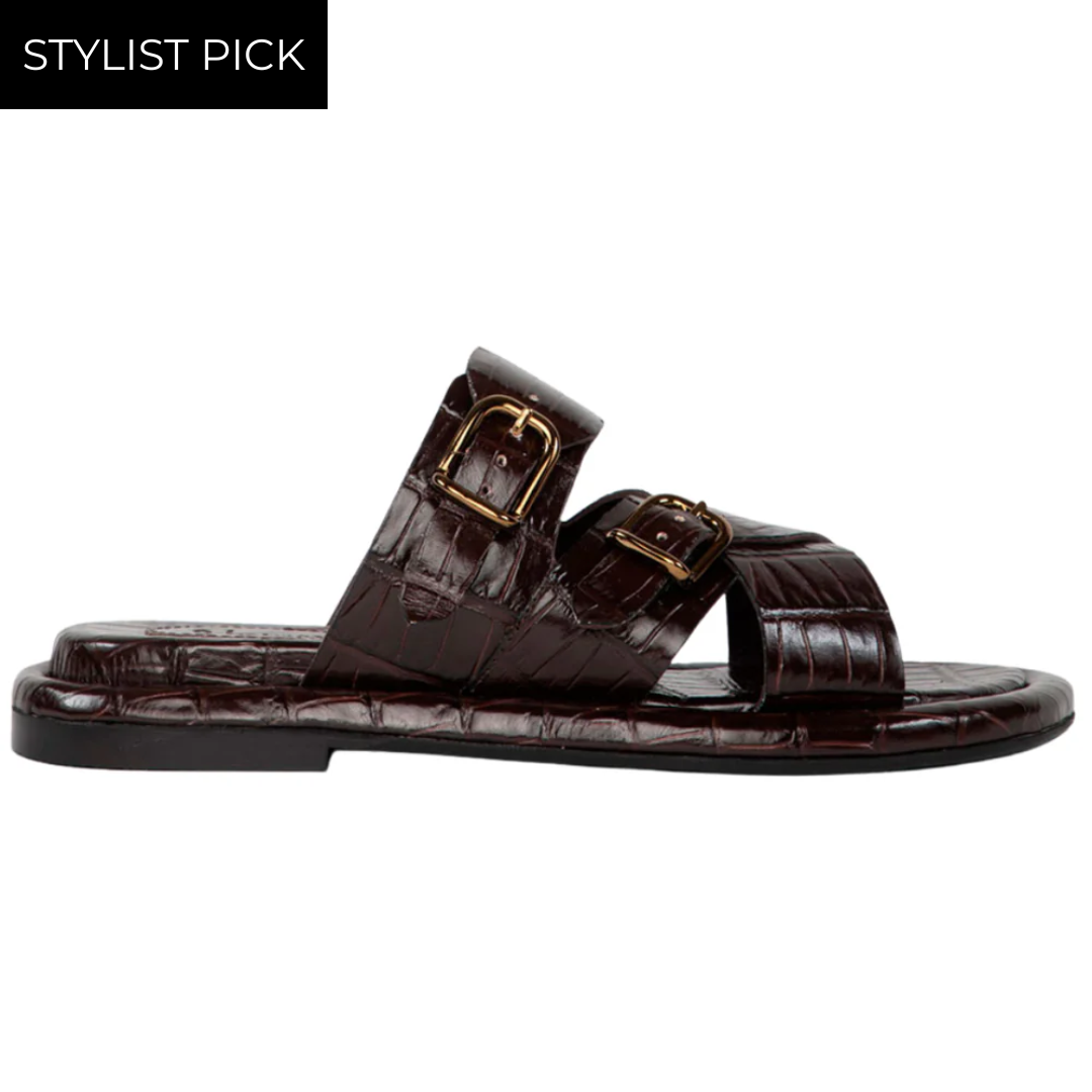 Anais Flat Sandal in Coco Castagna