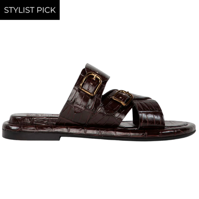 Anais Flat Sandal in Coco Castagna