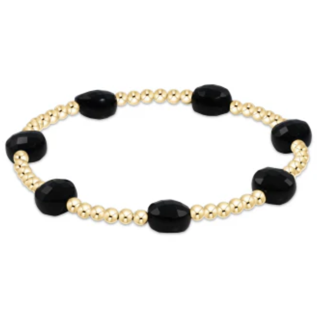 Admire Gold 3mm Bead Bracelet in Faceted Onyx