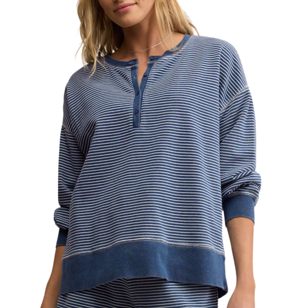 Apollo Striped Sweatshirt in Vintage Indigo