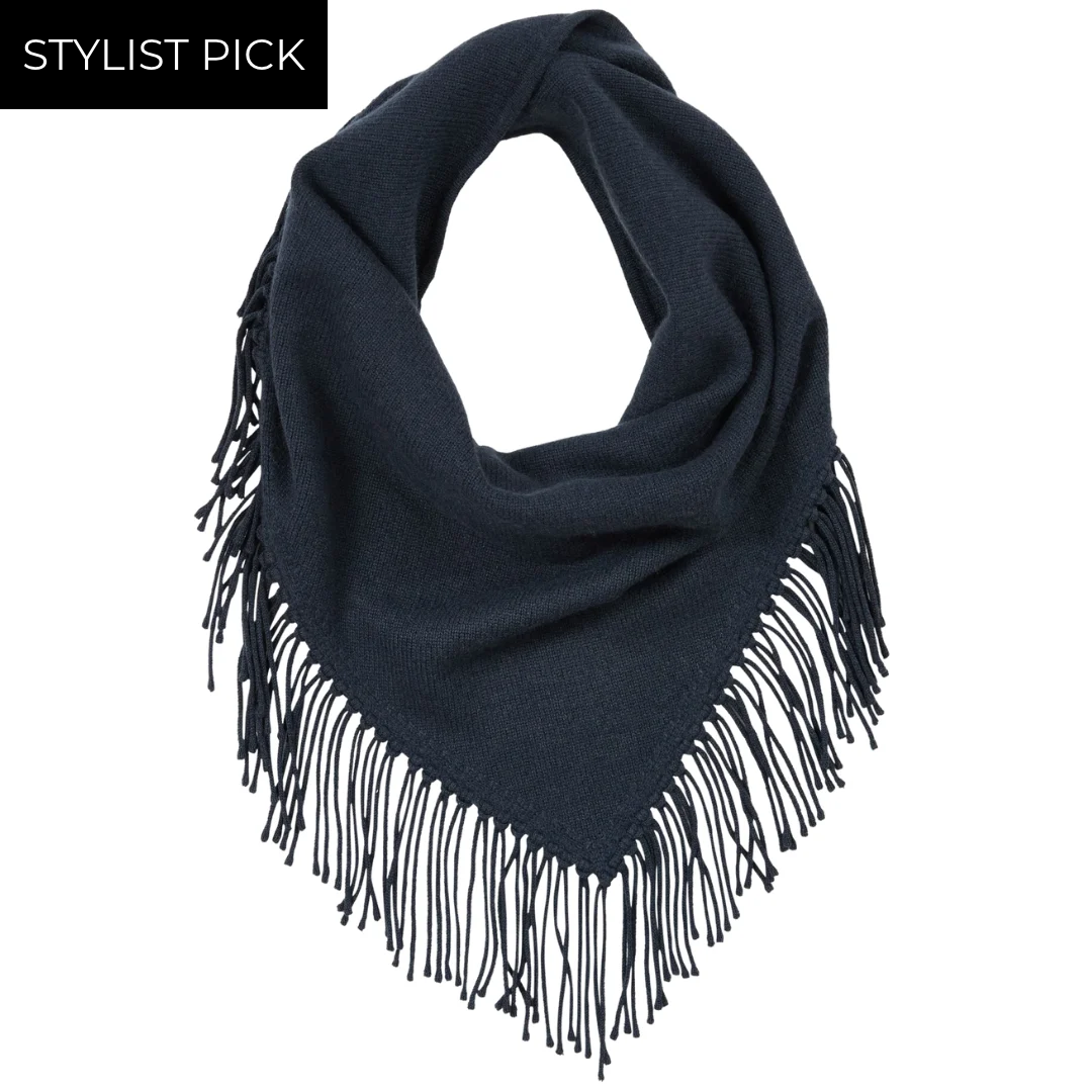 Fringe Triangle Scarf in Blue Nights
