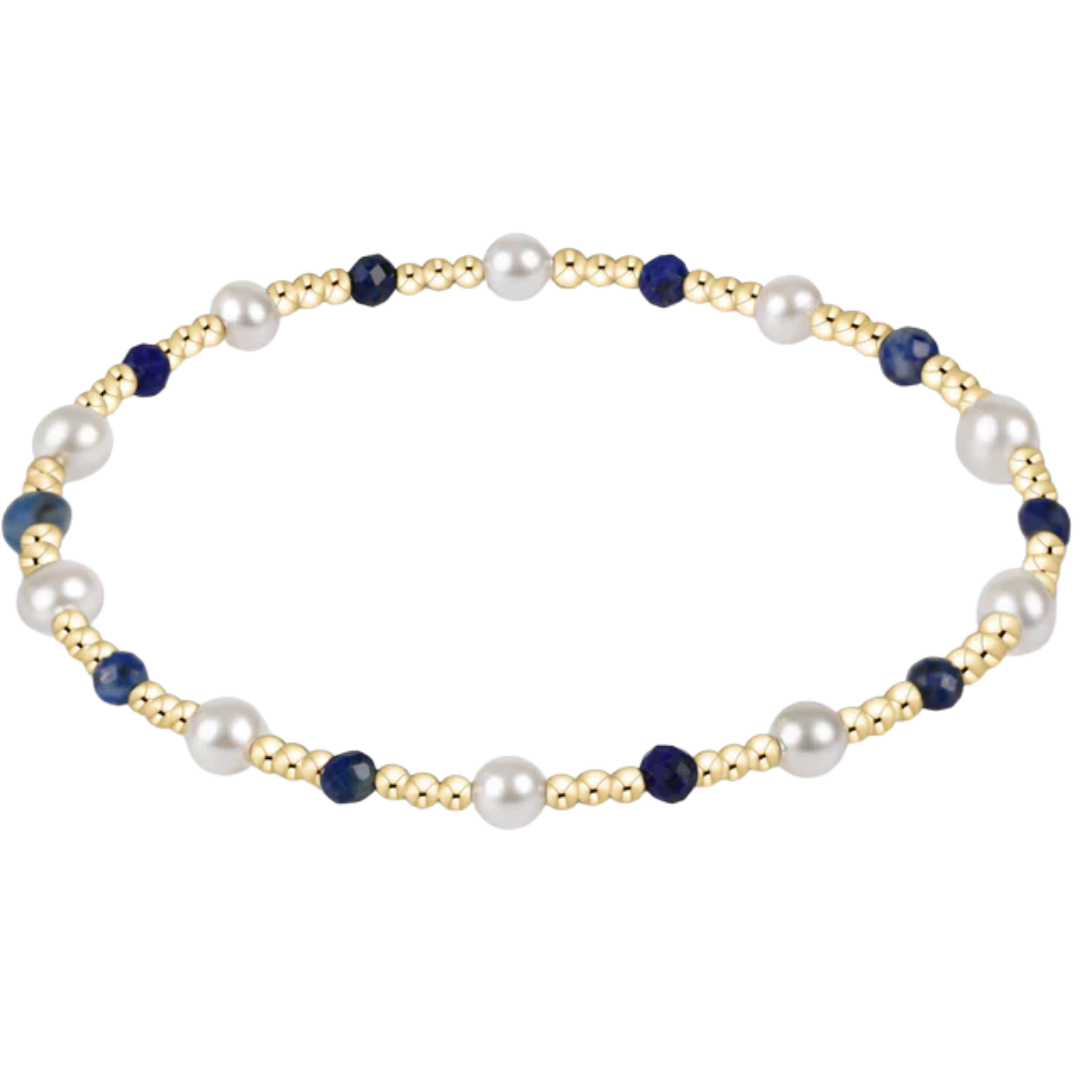 Pearl Sincerity Pattern 4mm Bead Bracelet in Lapis