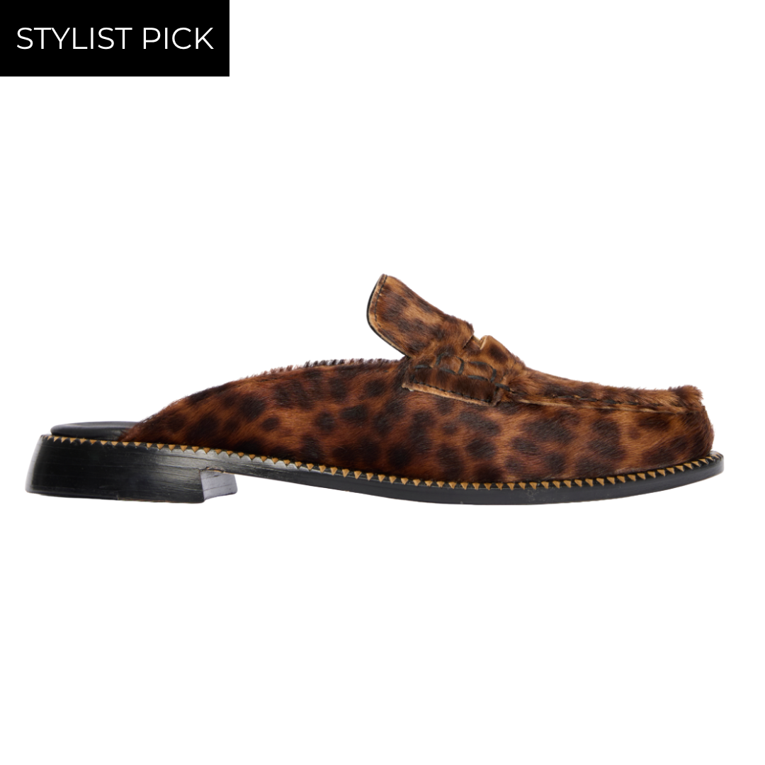 Temi Mule in Leopard Haircalf