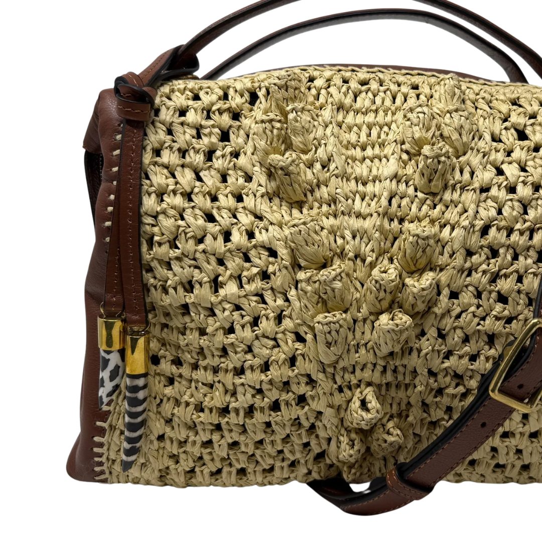 Benz Holdall Aran Raffia in Natural Brown