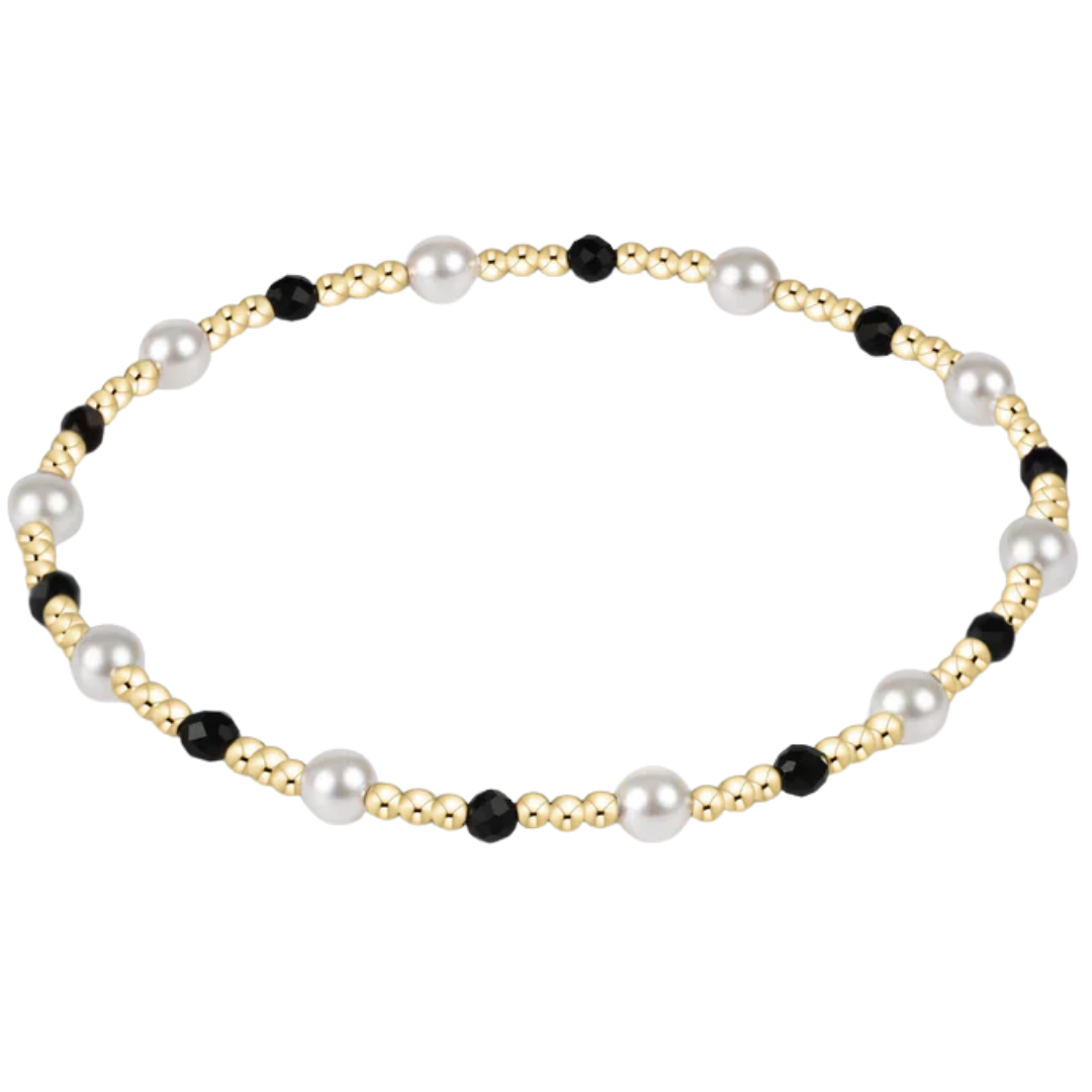 Pearl Sincerity Pattern 4mm Bead Bracelet in Faceted Onyx