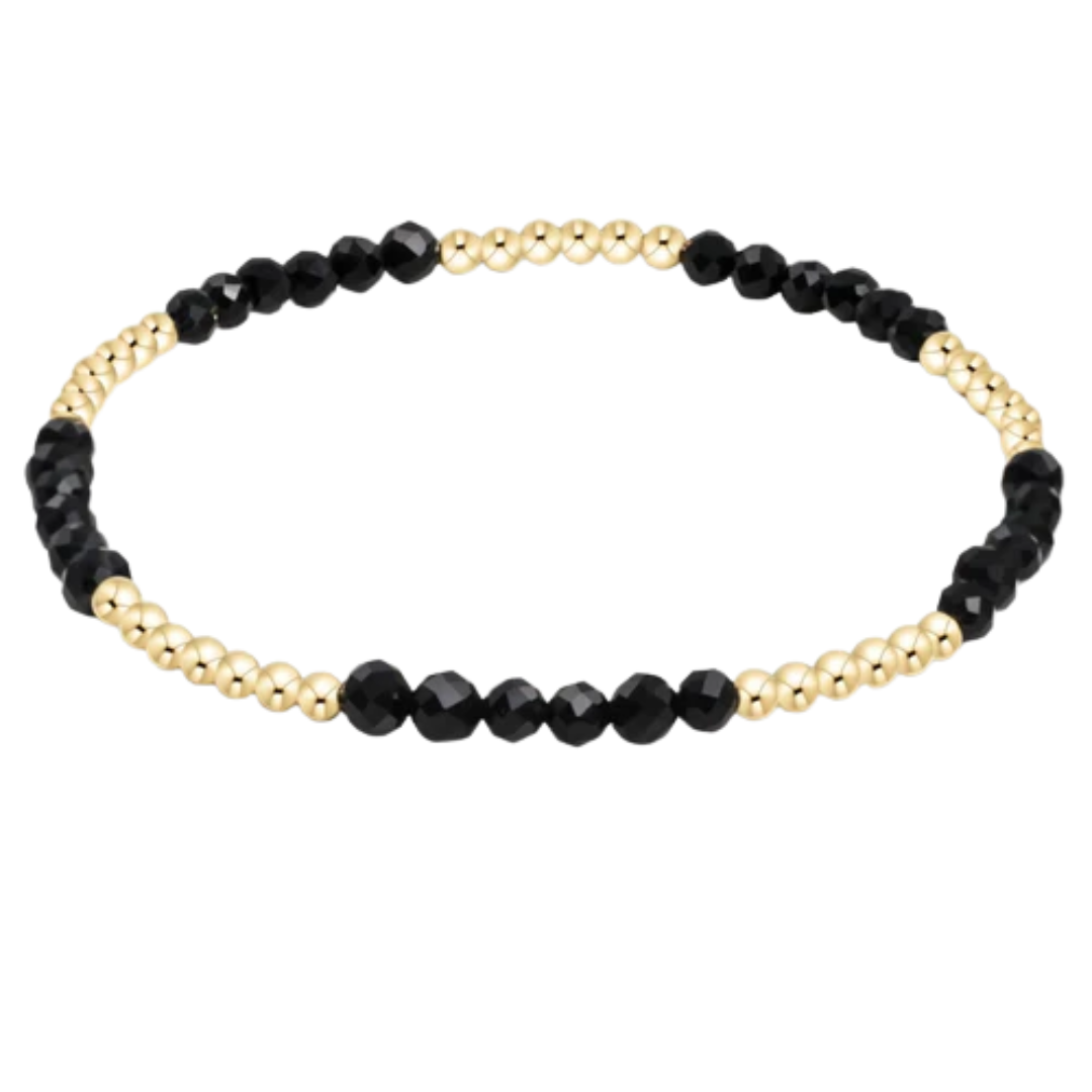 Blissful Pattern 2.5mm Bead Bracelet in Faceted Onyx