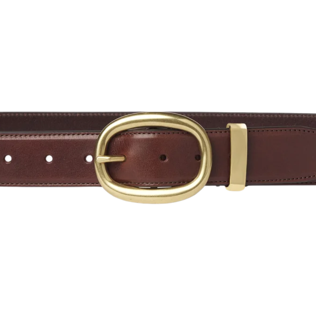The Organic Round Buckle Belt in Dark Brown