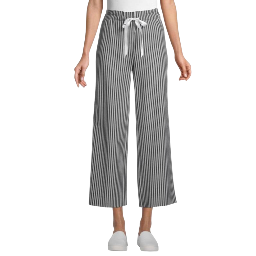 Profiterole Striped Pants in Black Chalk