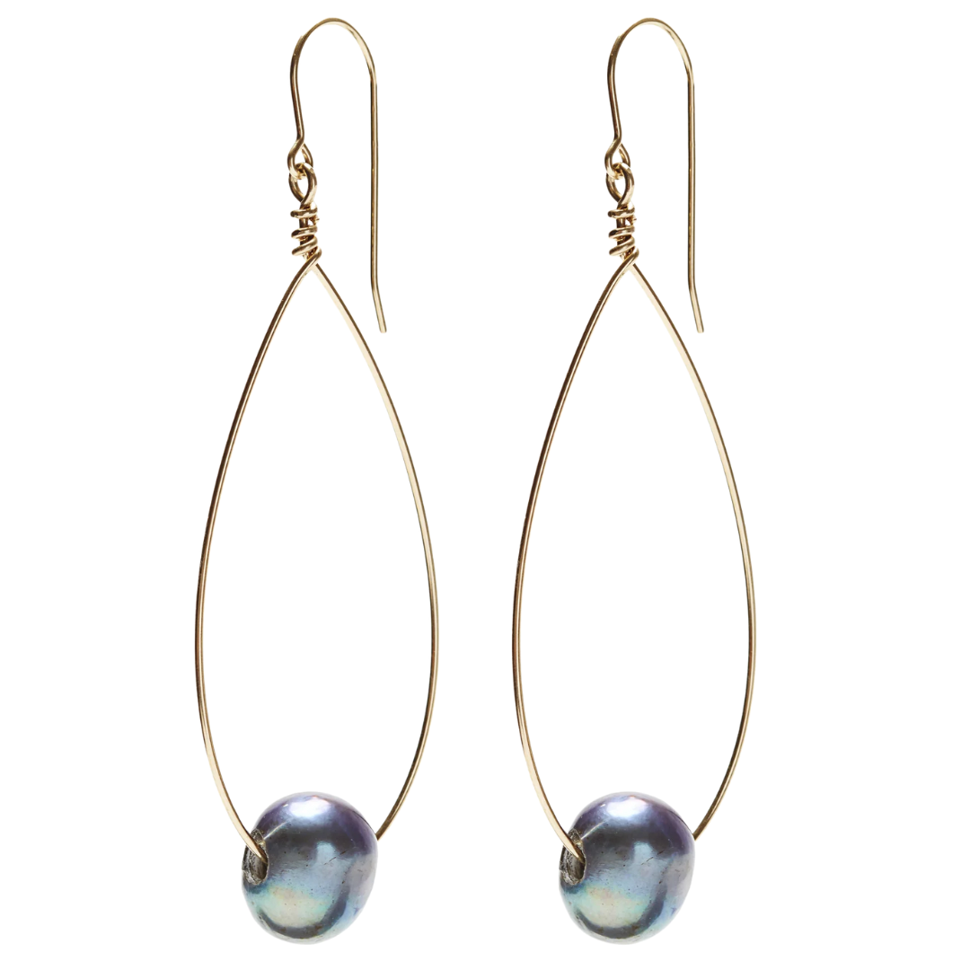 Large Oval Earrings in Gold/Peacock