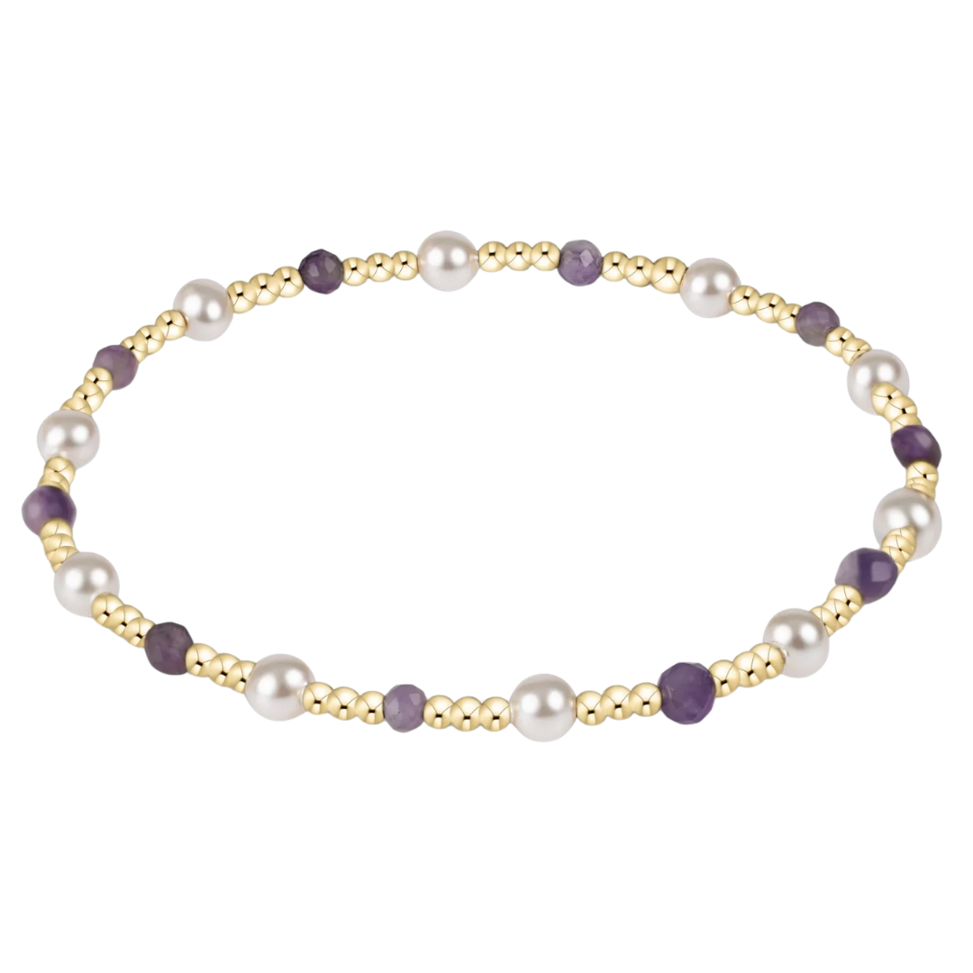 Pearl Sincerity Pattern 4mm Bead Bracelet in Amethyst