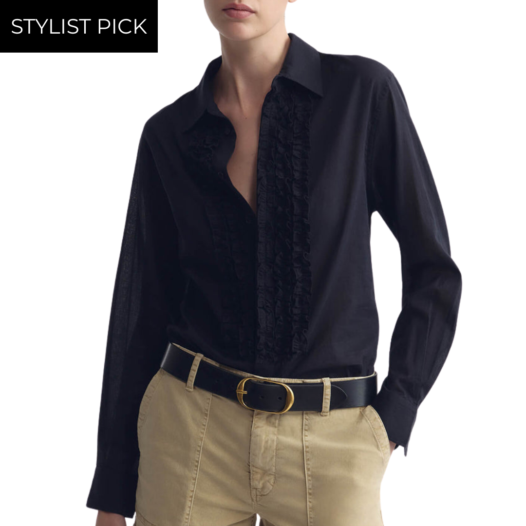 Nathael Ruffle Shirt in Midnight