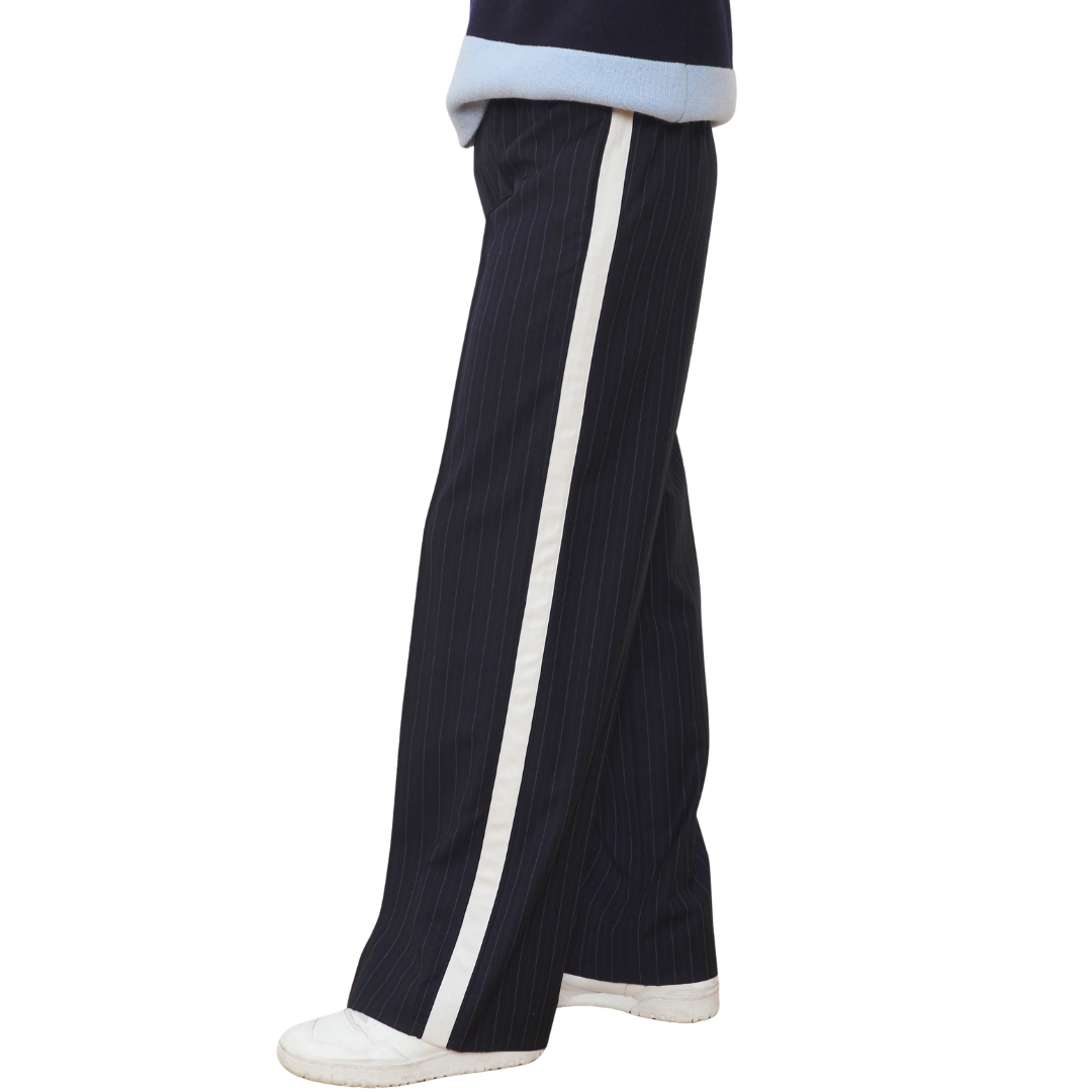 The Chaplin Trouser in Midnight Pinstripe