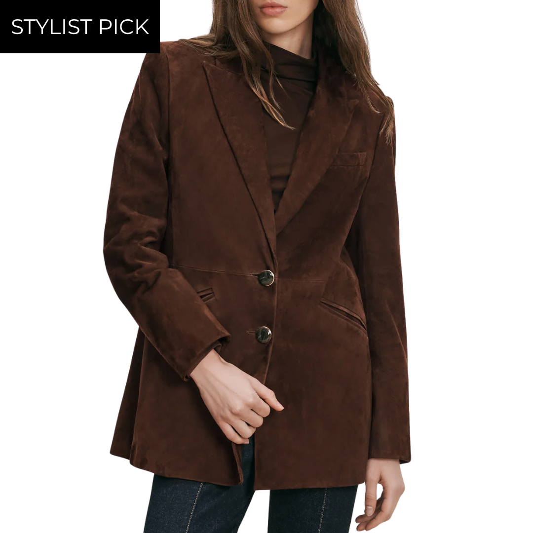 Maci Suede Dickey Jacket in Espresso