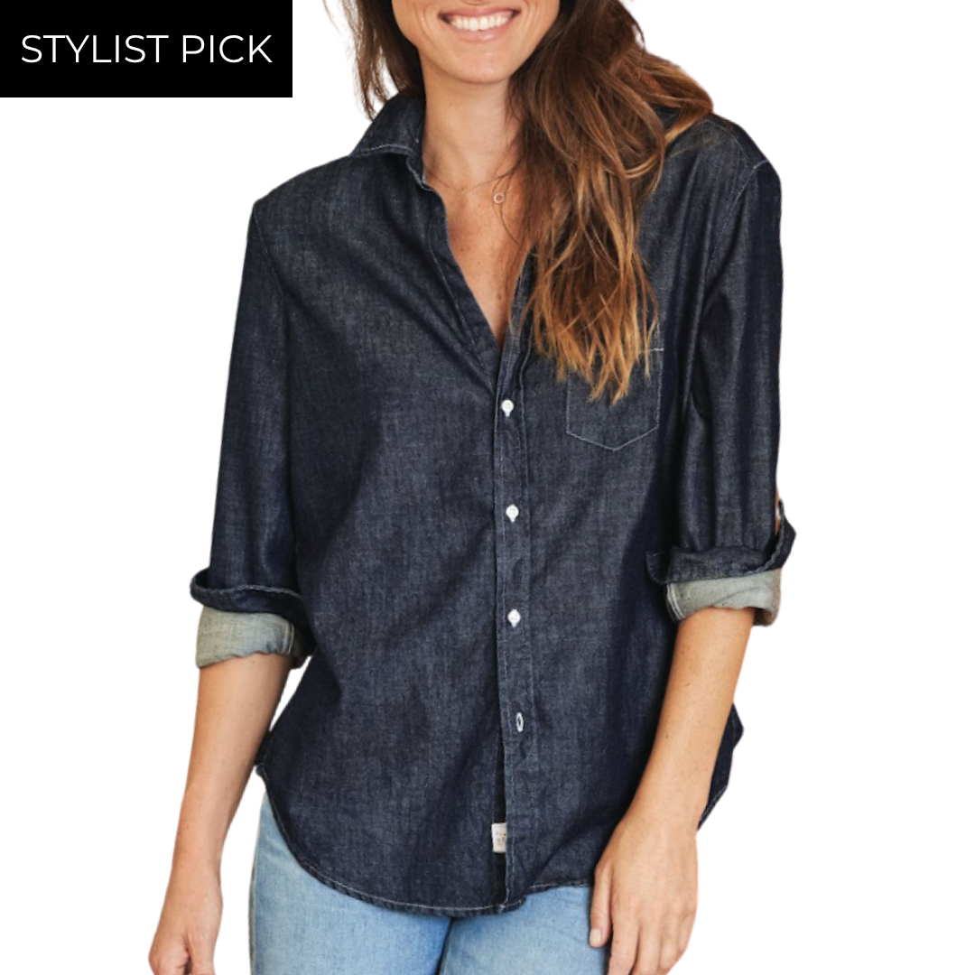 Eileen Relaxed Button up Shirt in Clean Dark Vintage Wash