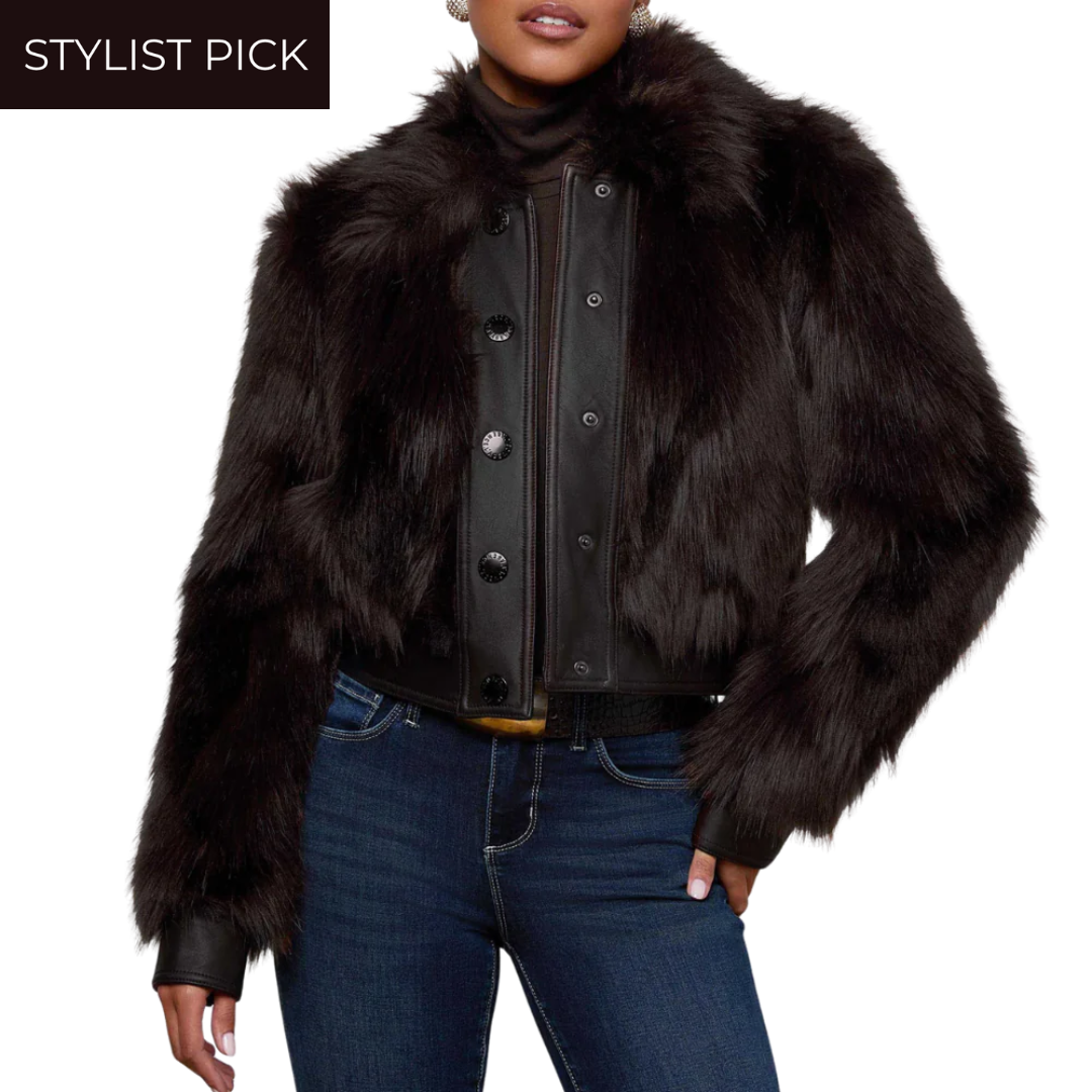 Clara Faux Fur Jacket in Coffee Bean