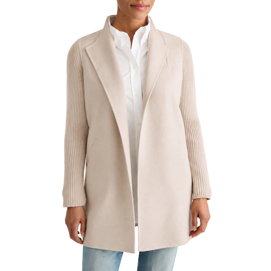 Rib Sleeve Coat in Sandstone