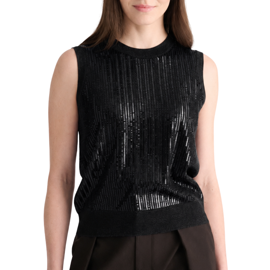 Sequin Party Tank in Black