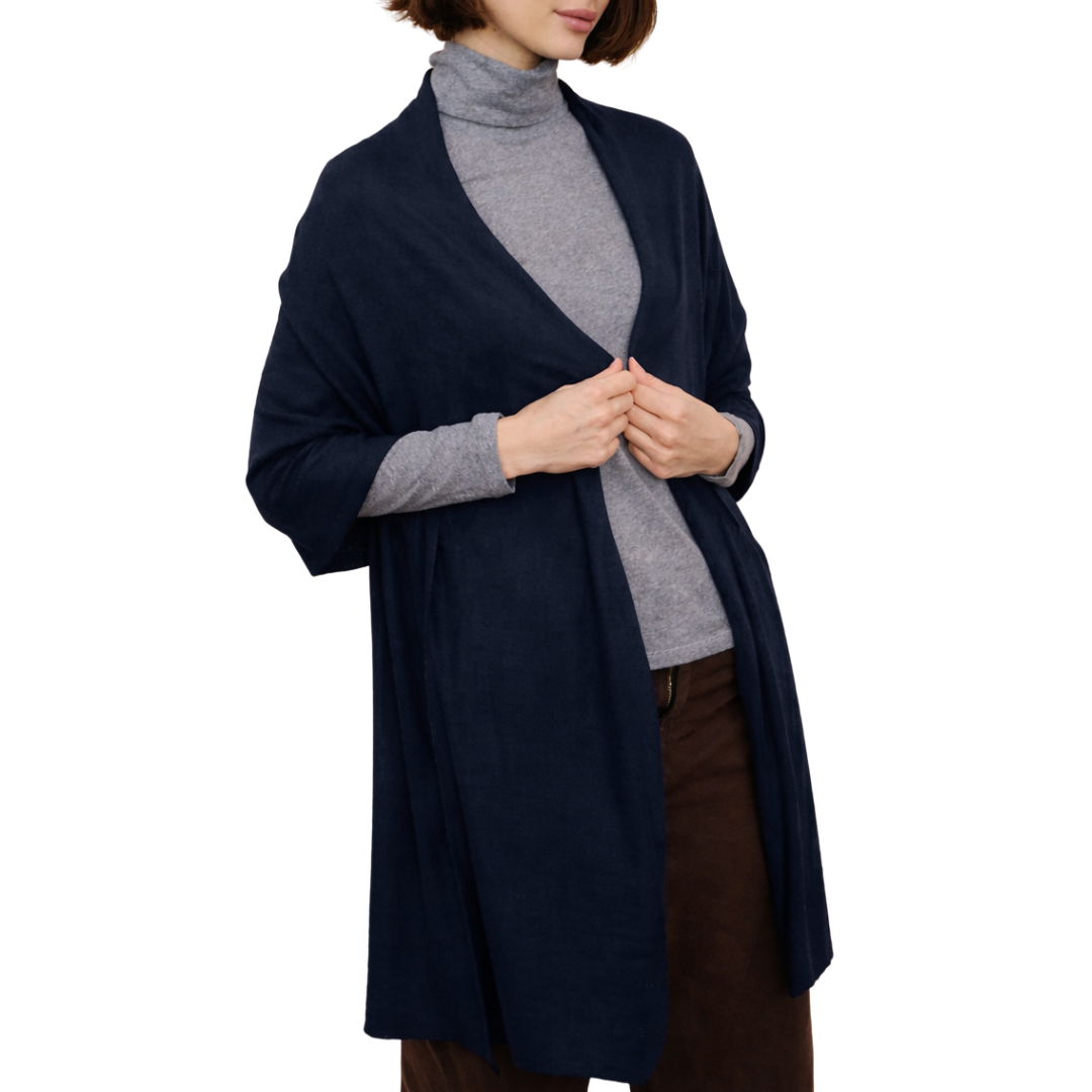 Machine Washable Cashmere Shawl in Marine