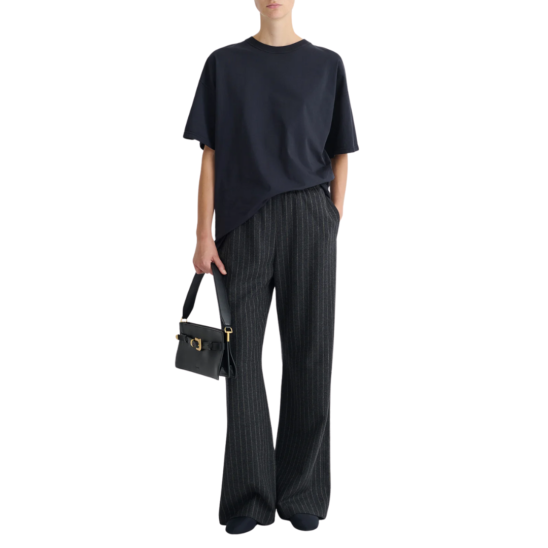 Arvenn Pants in Black/Grey Pinstripe