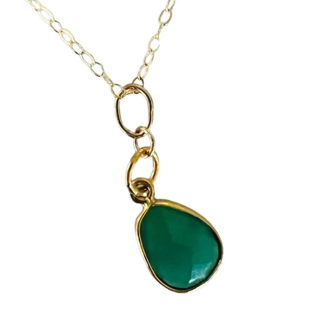 Jetty's Necklace in Green Onyx 18"