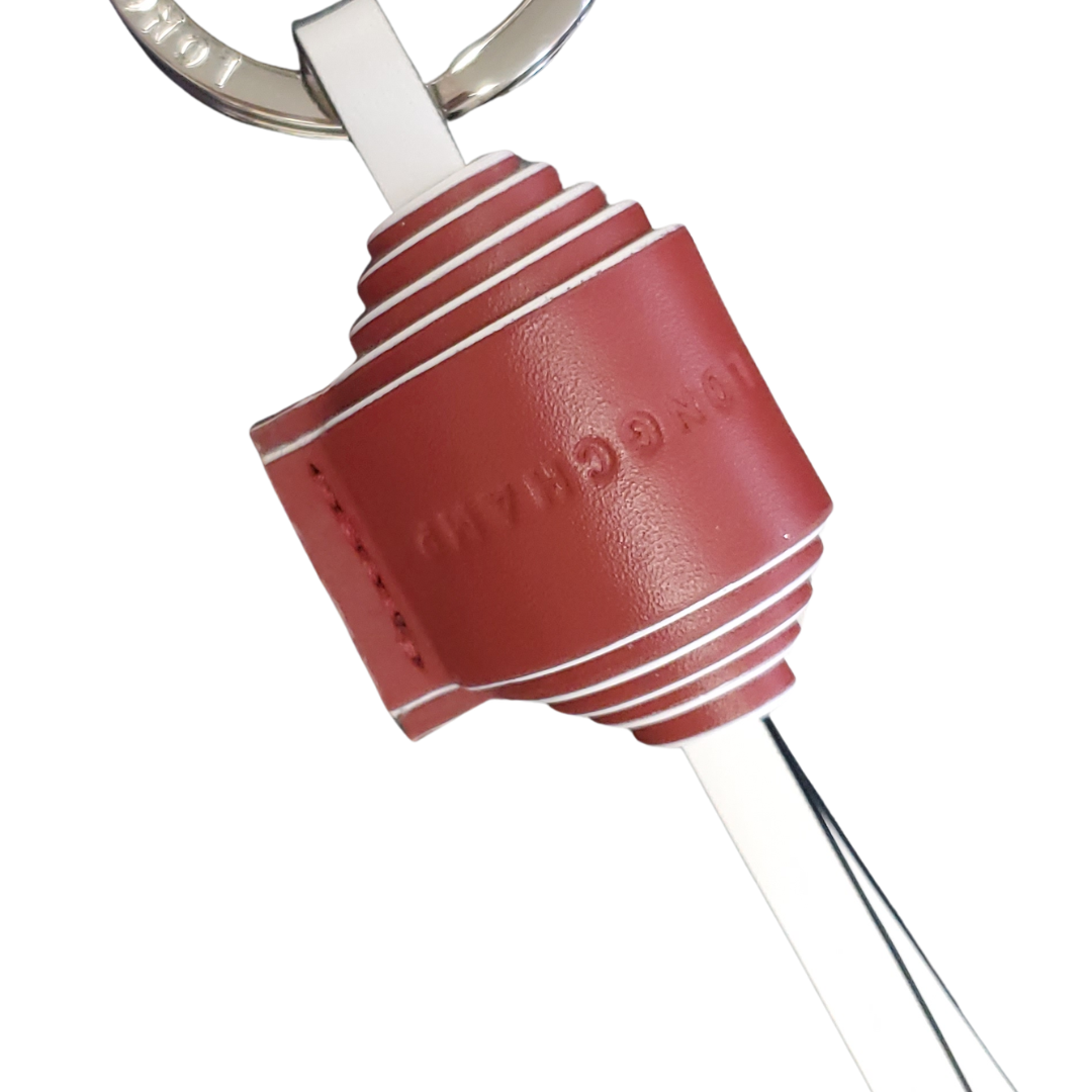 Ribbon Key Ring in Mahogany/White