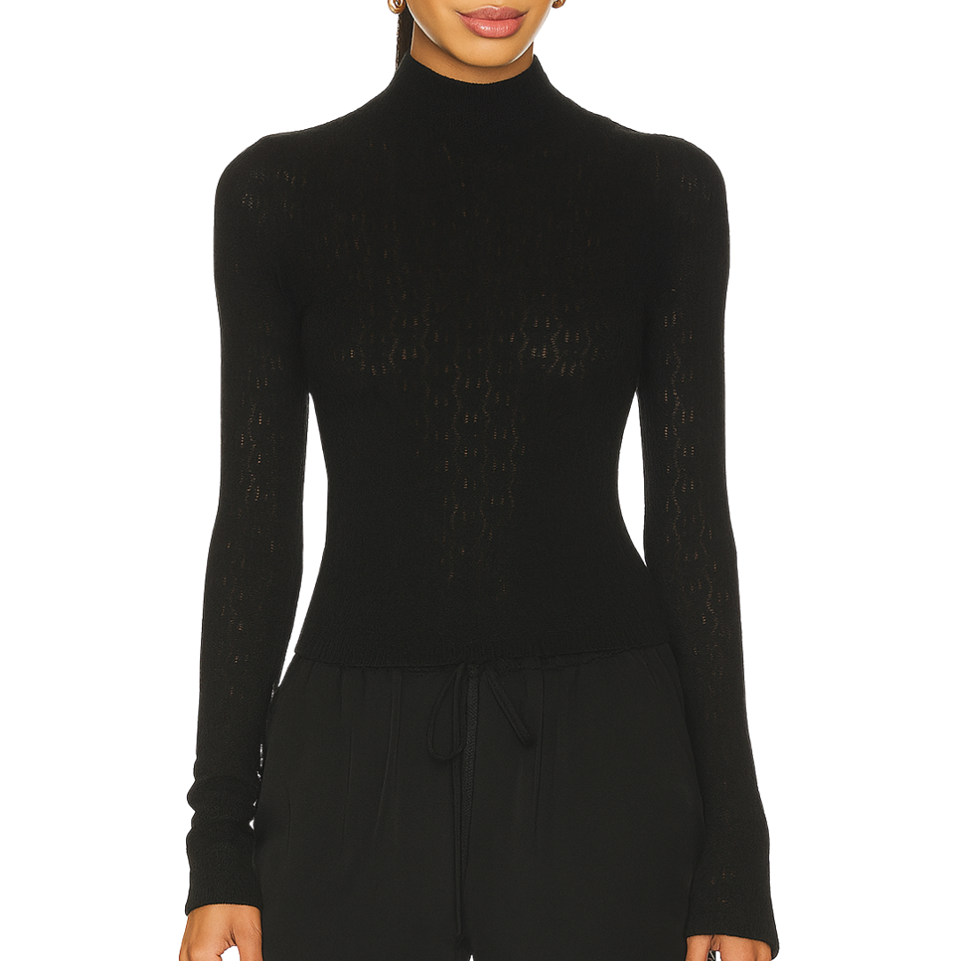 Rhea Longsleeve Mock Neck in Black