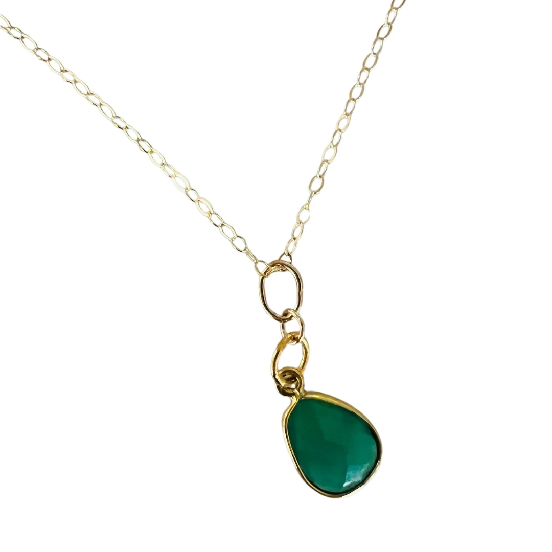 Jetty's Necklace in Green Onyx 18"