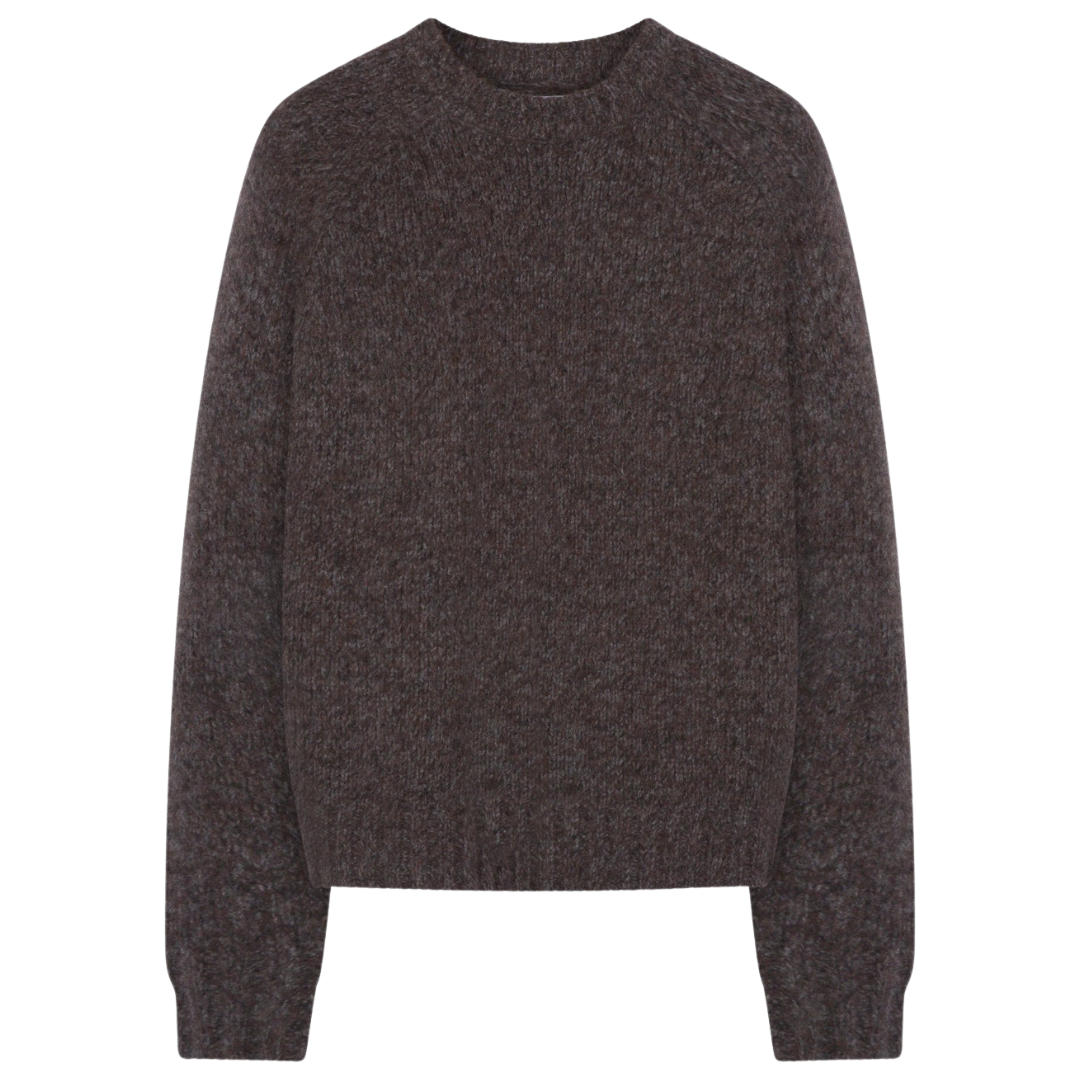 Cashmere Silk Crewneck Sweater in Brown Melange