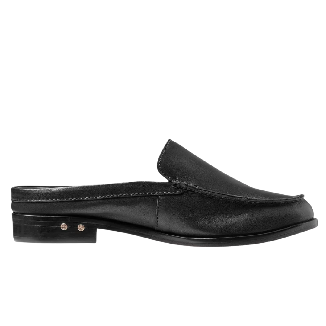 Owlet Leather Loafer Mule in Black
