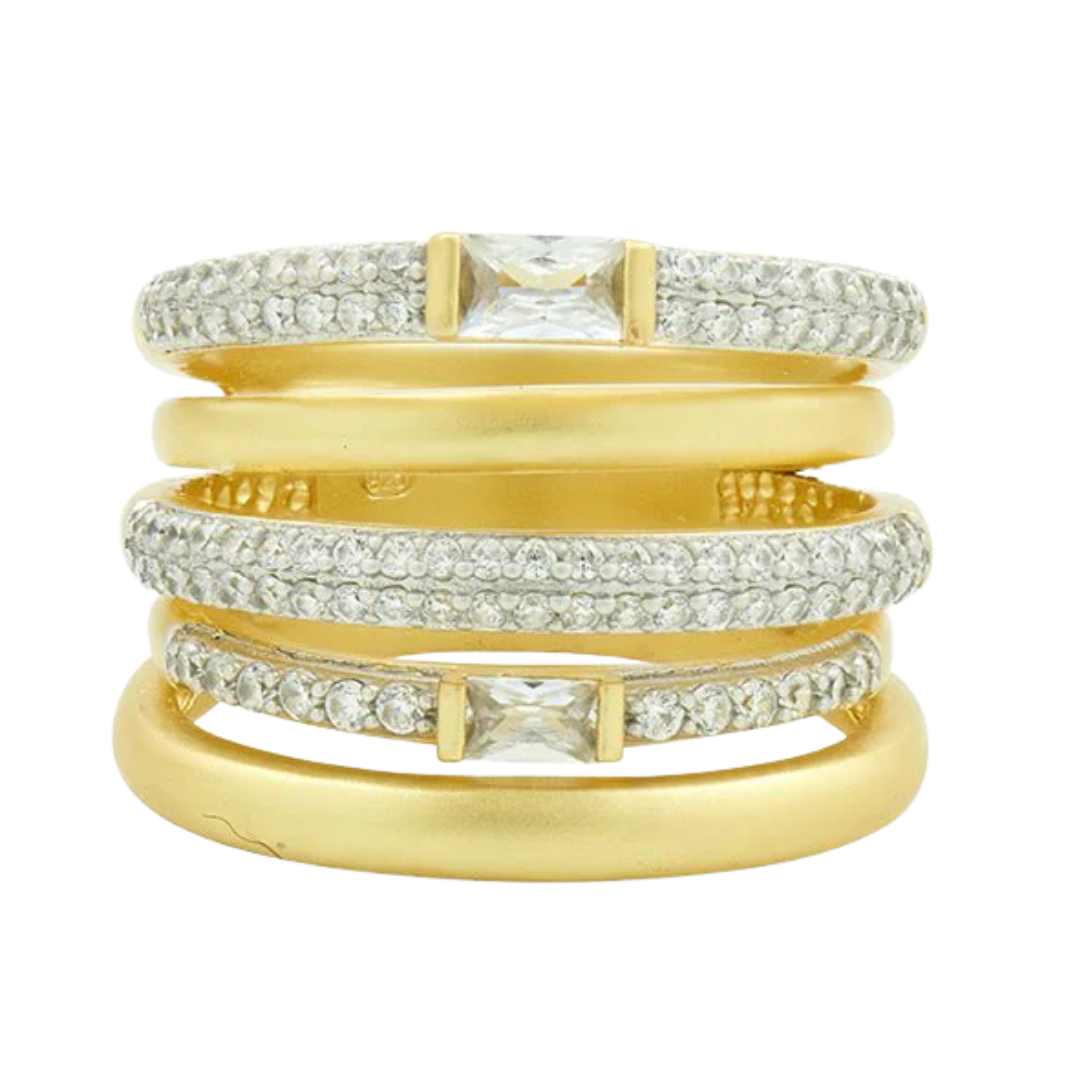 Pavé Caged Ring in Gold/Silver