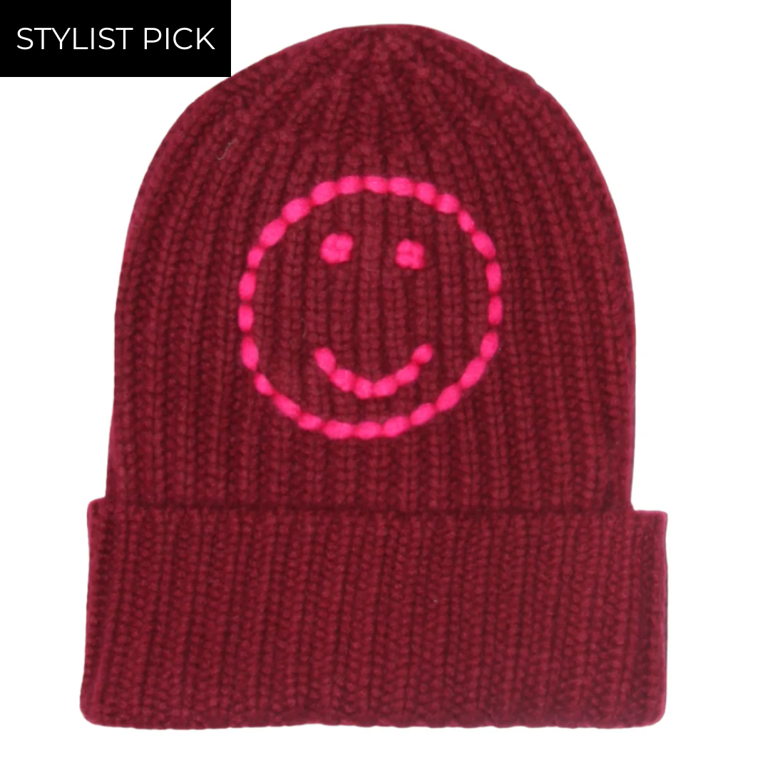Sailor Happy Face Beanie in Bordeaux/Lipstick
