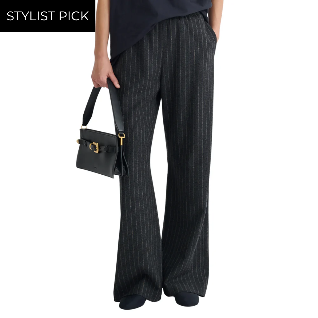 Arvenn Pants in Black/Grey Pinstripe