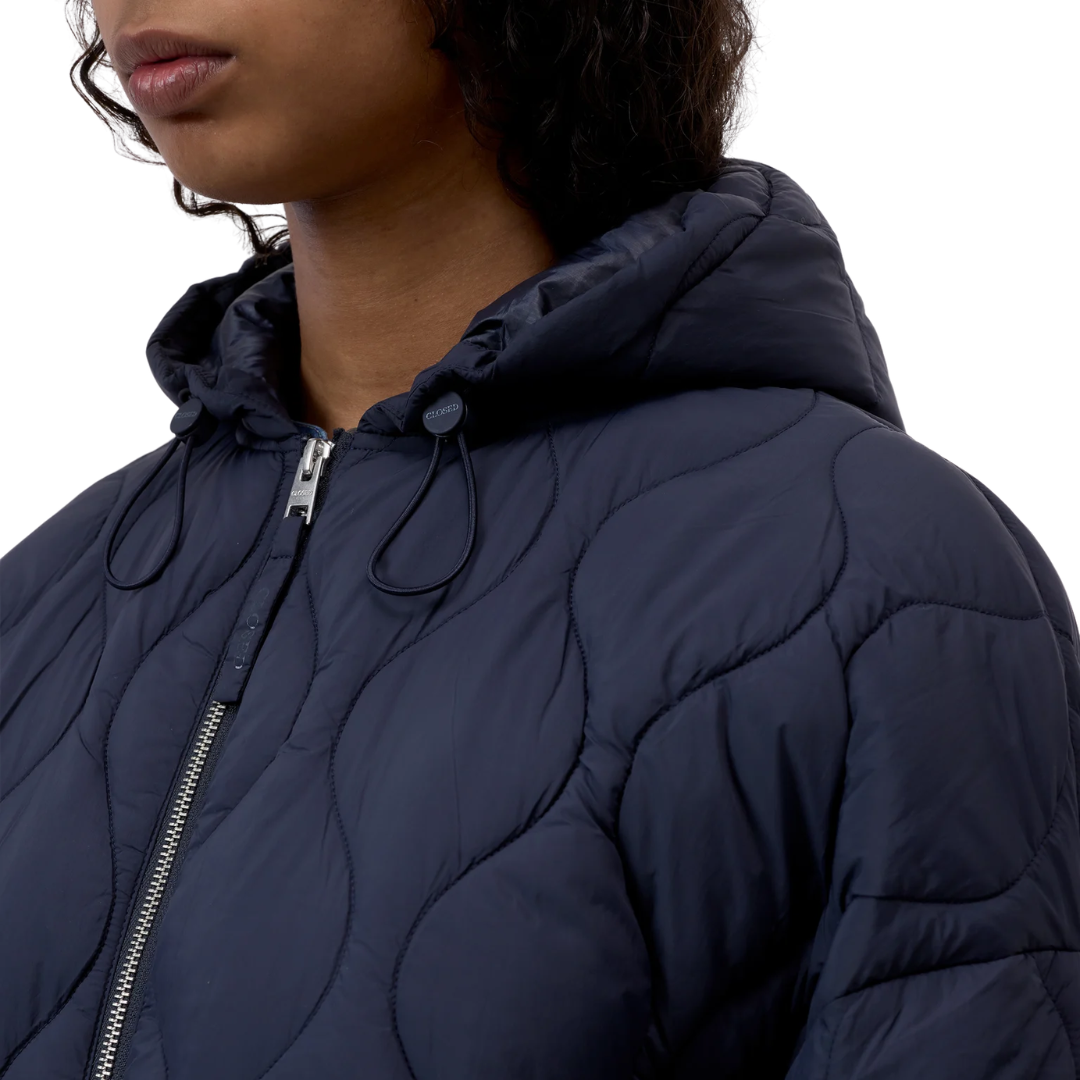 Quilted Jacket with Hood in Dark Night