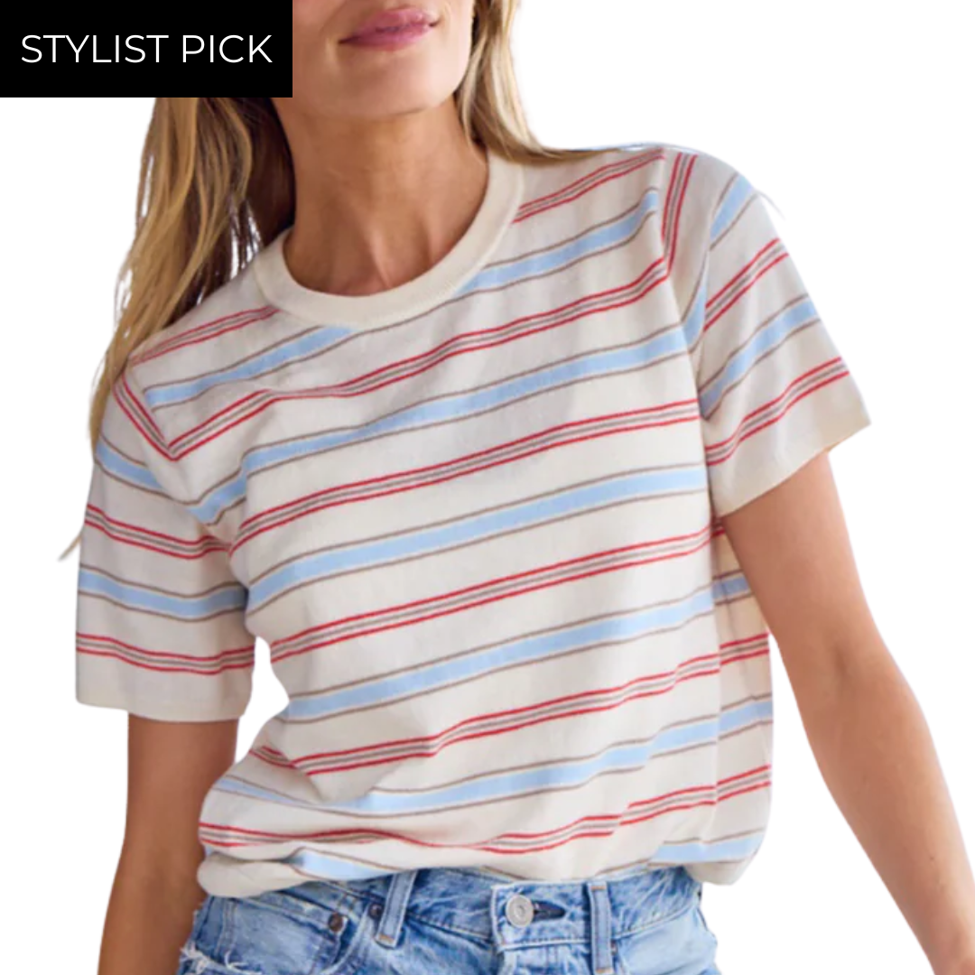 Palmer Striped Tee in Negroni Combo