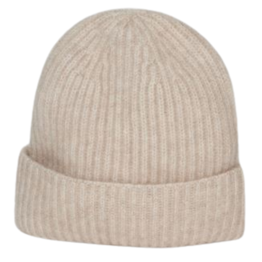 Cashmere Rib Beanie in Oatmeal